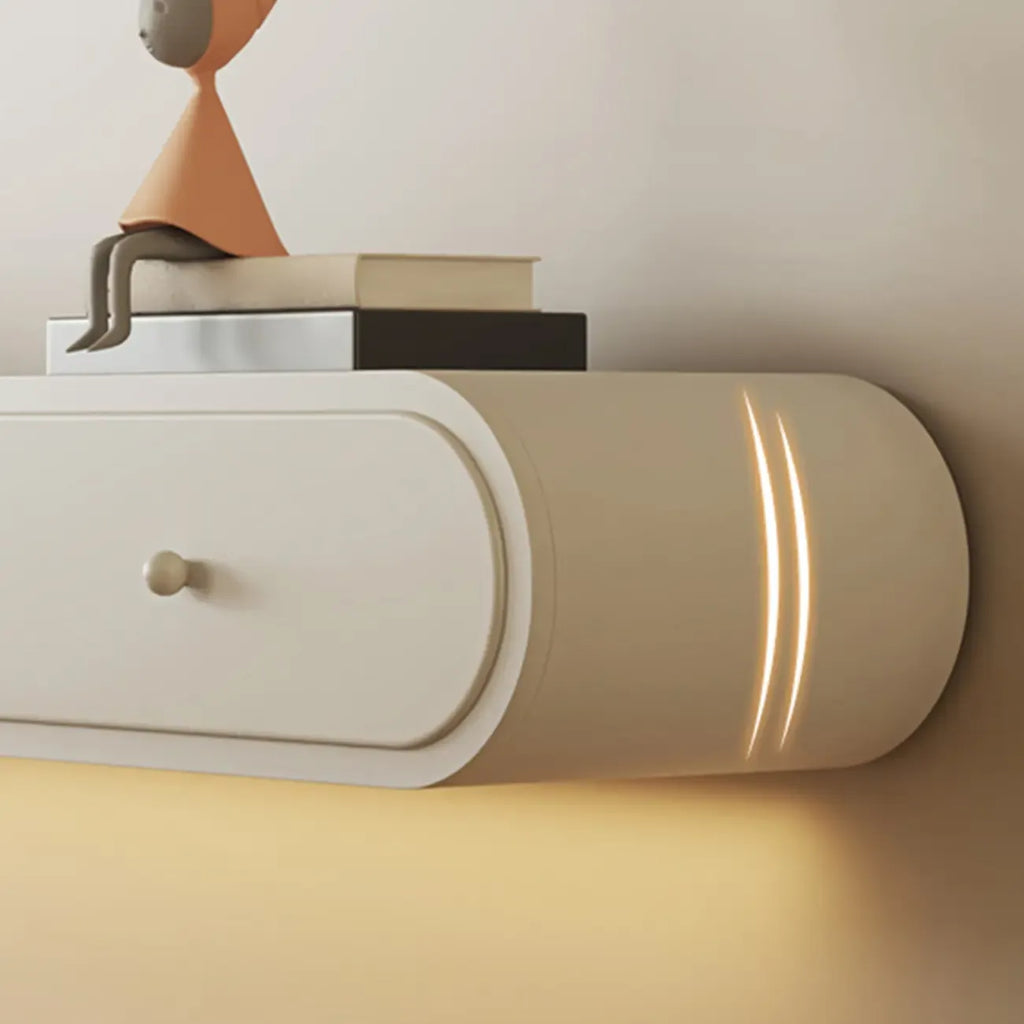 Minimalist Wooden Floating TV Stand with Lighting & Drawers