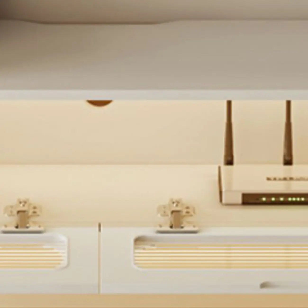 Minimalist Wooden Floating TV Stand with Lighting & Drawers