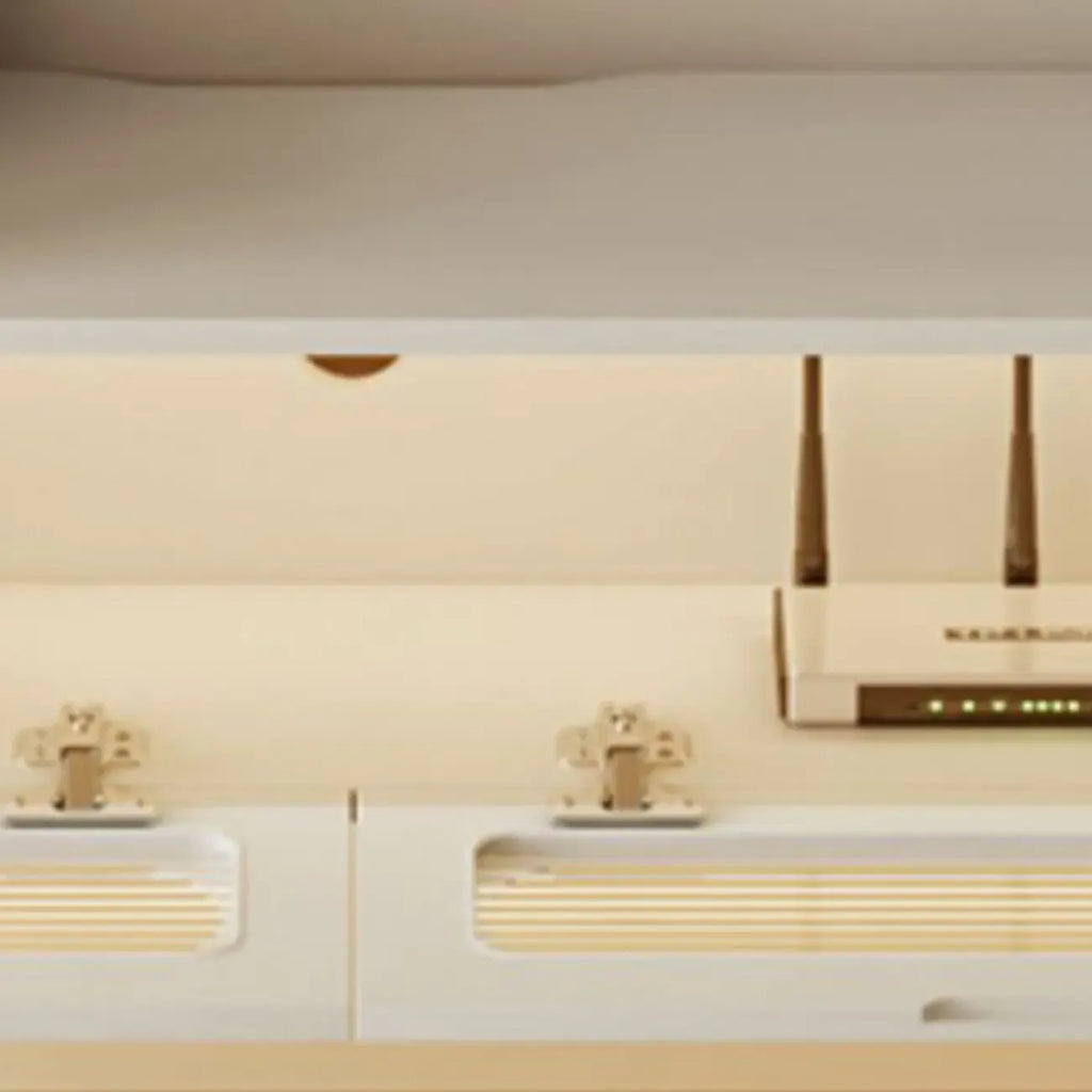 Minimalist Wooden Floating TV Stand with Lighting & Drawers