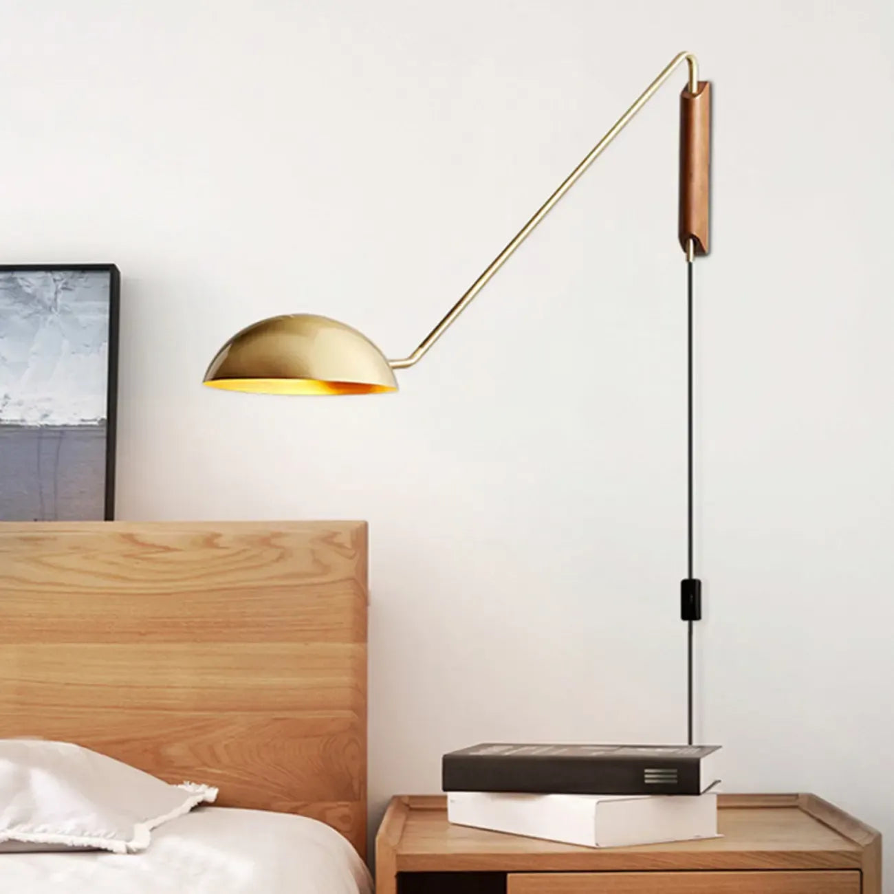 Rounded Dome Metal Simplicity 1-Light Swing Arm Wall Light