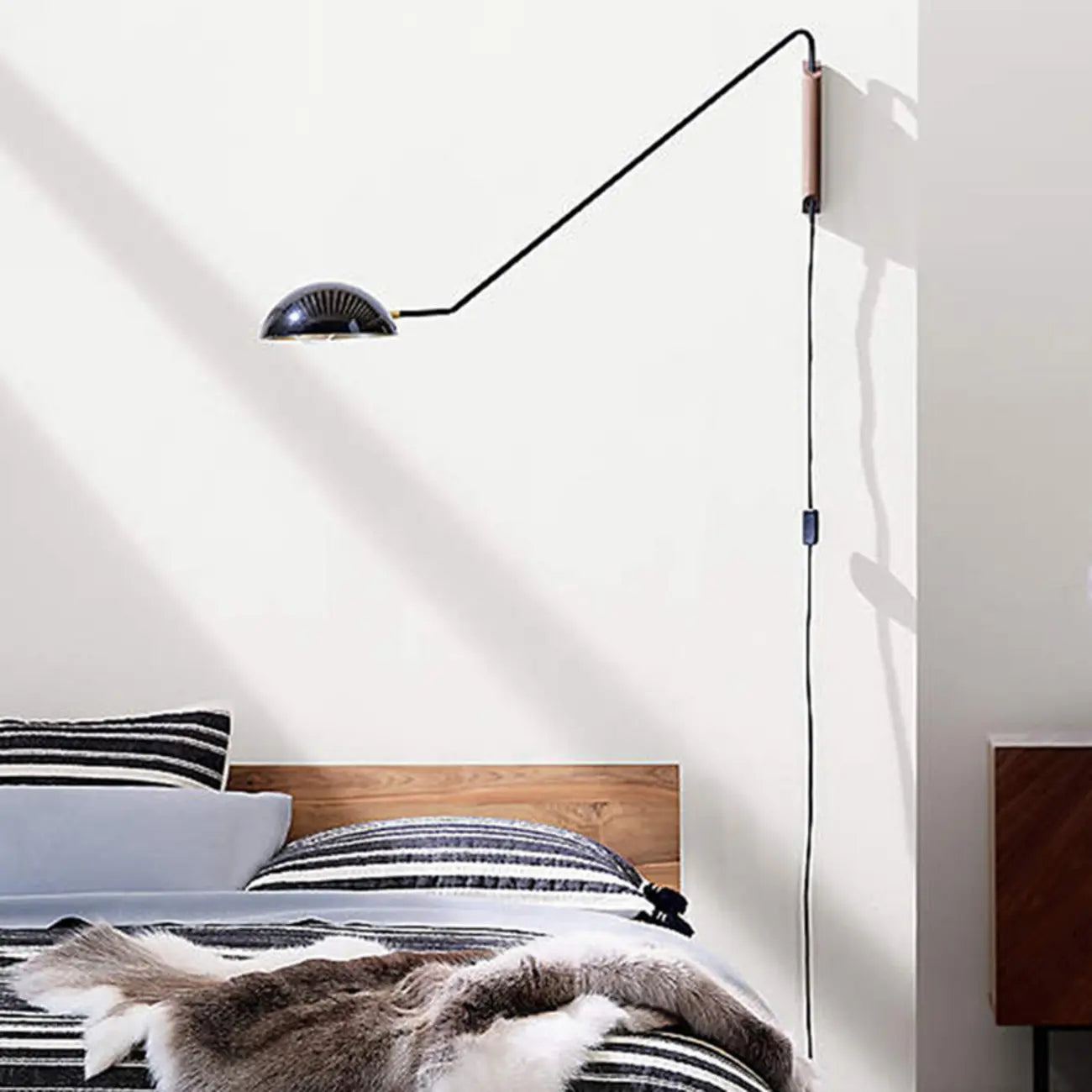 Rounded Dome Metal Simplicity 1-Light Swing Arm Wall Light