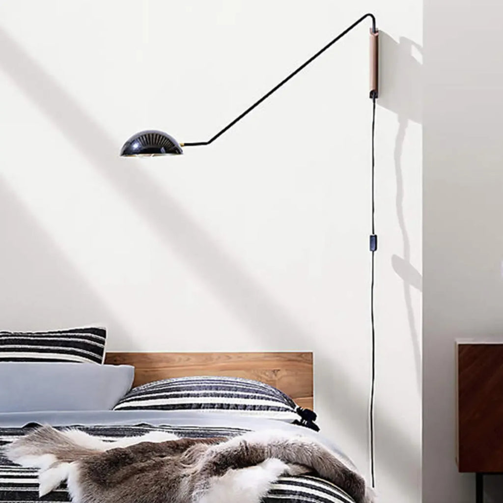 Rounded Dome Metal Simplicity 1-Light Swing Arm Wall Light
