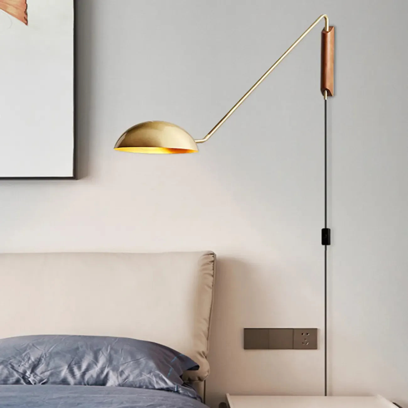 Rounded Dome Metal Simplicity 1-Light Swing Arm Wall Light