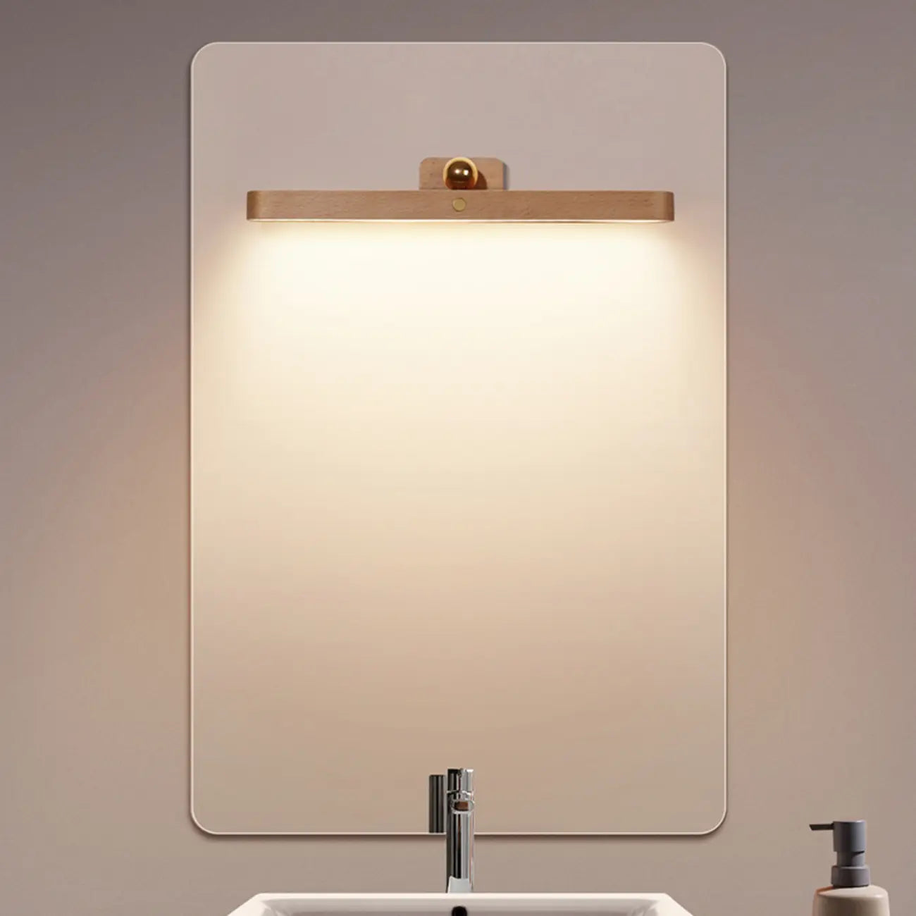 Minimalist Natural Wood Straight LED Vanity Light