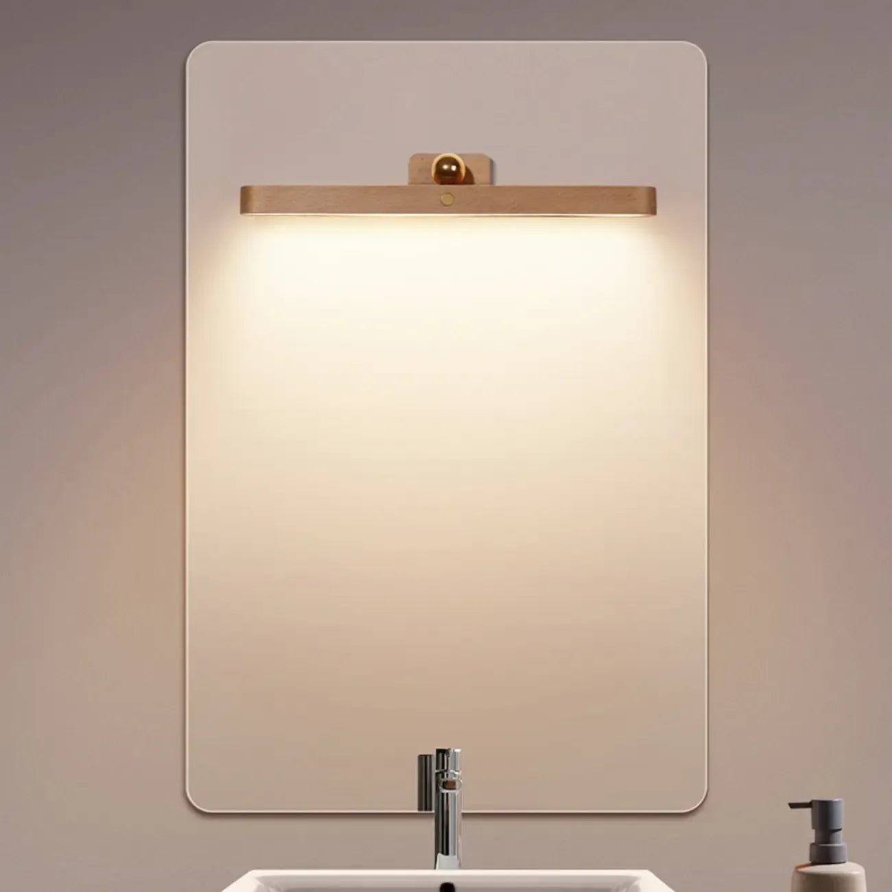 Minimalist Natural Wood Straight LED Vanity Light