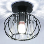Modern Black Crystal Semi-Flush Ceiling Light Fixture for Aisle