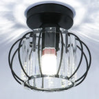Modern Black Crystal Semi-Flush Ceiling Light Fixture for Aisle