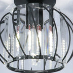 Modern Black Crystal Semi-Flush Ceiling Light Fixture for Aisle