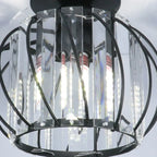 Modern Black Crystal Semi-Flush Ceiling Light Fixture for Aisle