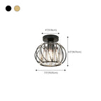 Modern Black Crystal Semi-Flush Ceiling Light Fixture for Aisle