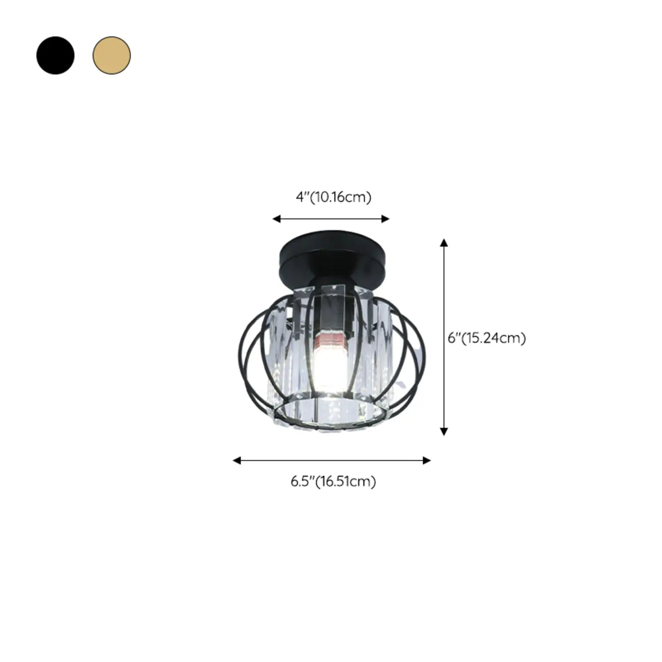 Modern Black Crystal Semi-Flush Ceiling Light Fixture for Aisle