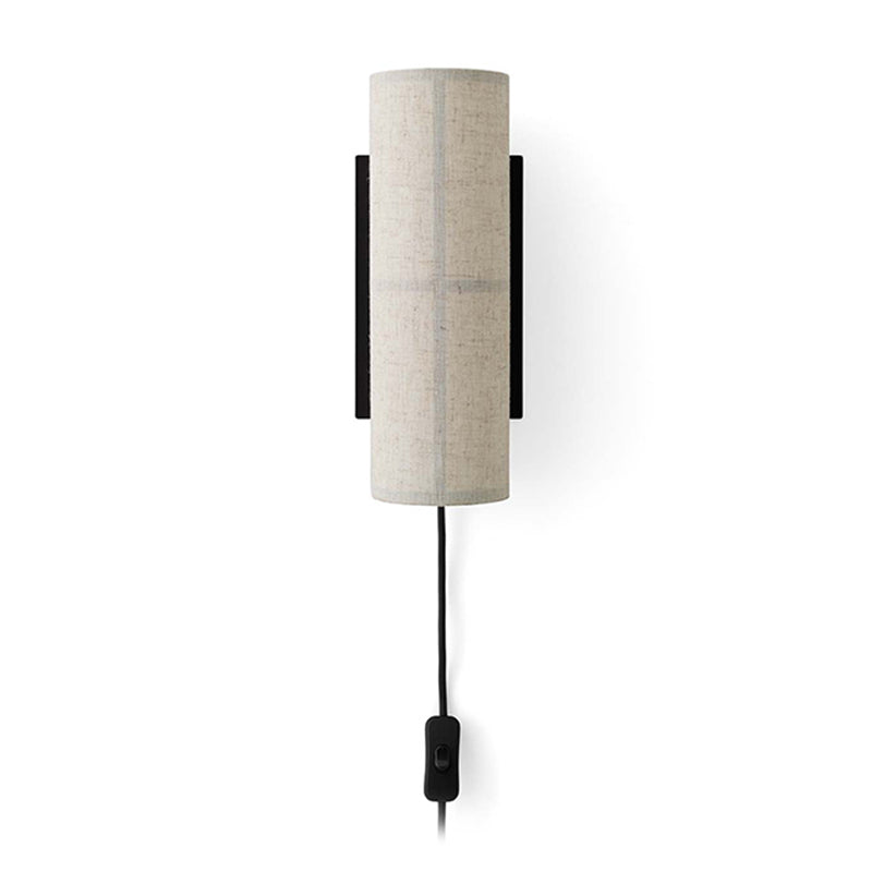Modern Linen Beige Cylinder Wall Sconce with Switch