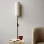 Modern Linen Beige Cylinder Wall Sconce with Switch