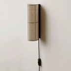 Modern Linen Beige Cylinder Wall Sconce with Switch