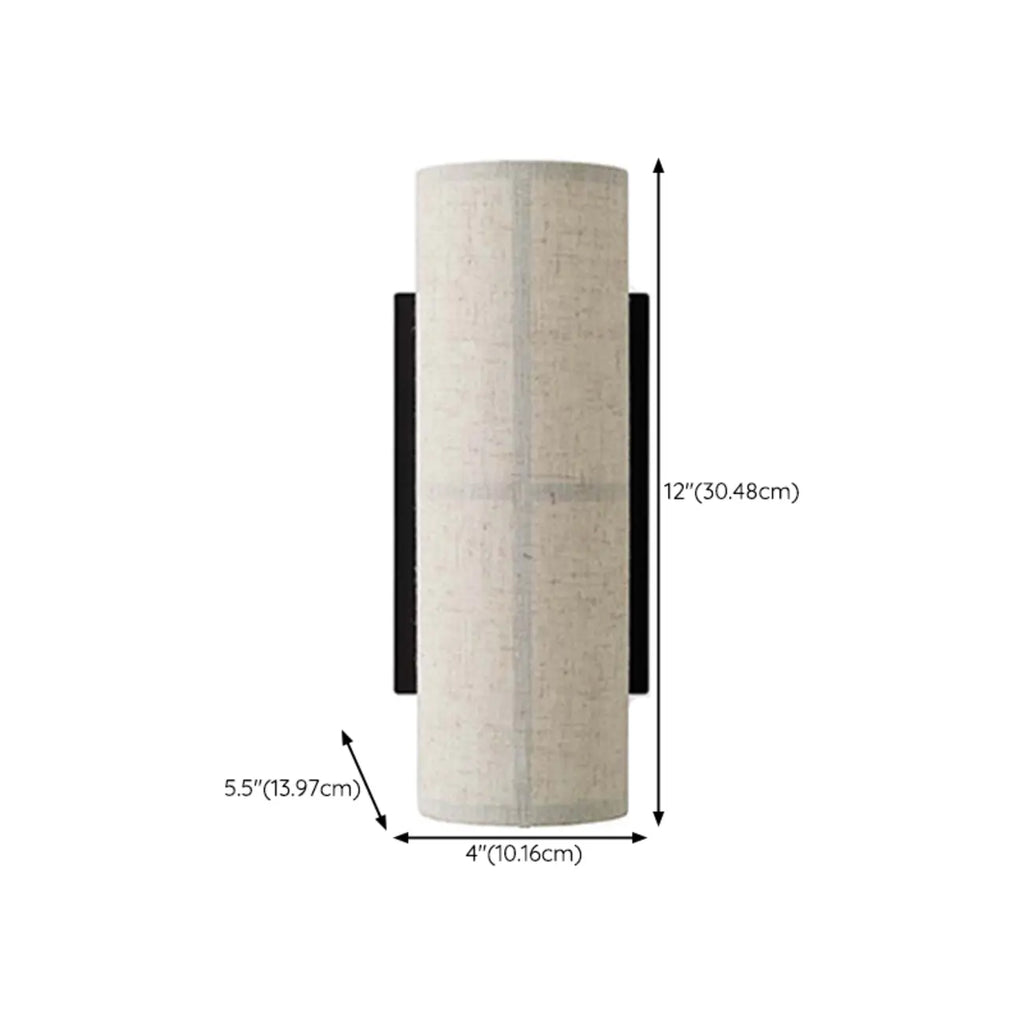 Modern Linen Beige Cylinder Wall Sconce with Switch