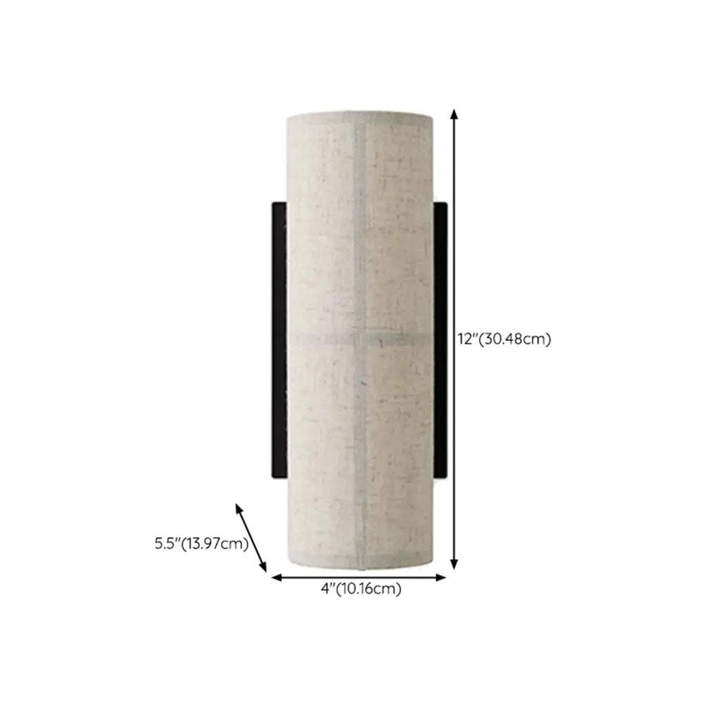 Modern Linen Beige Cylinder Wall Sconce with Switch