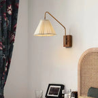 Modern Living Room Wall Light with Pleated Fabric Shade