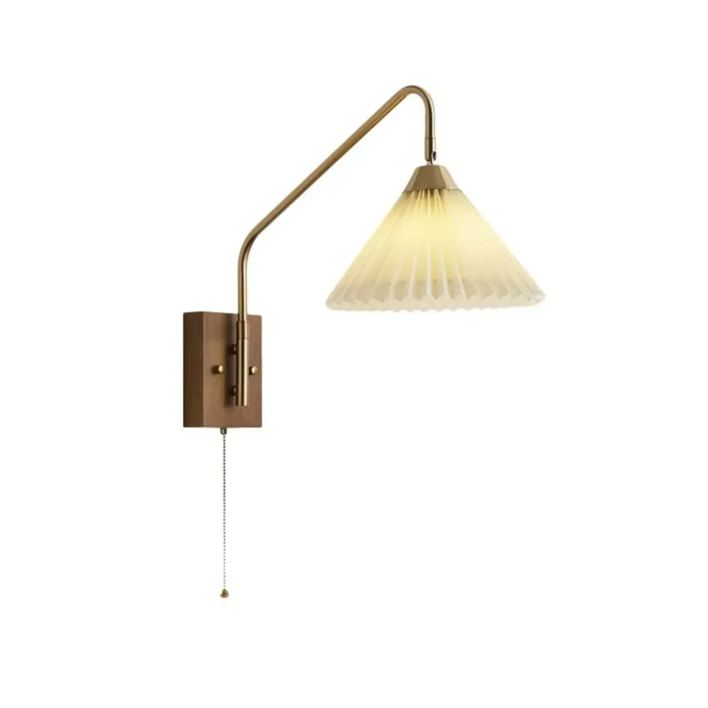 Modern Living Room Wall Light with Pleated Fabric Shade