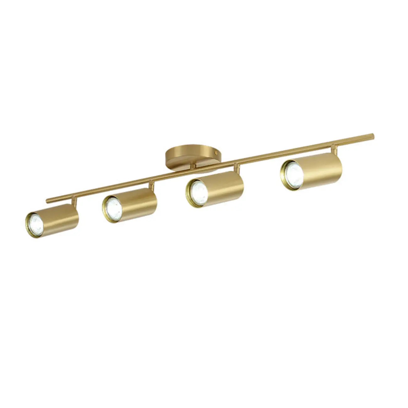 Minimalist Gold Cylinder Semi Flush Mount Adjustable Track Light