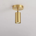Minimalist Gold Cylinder Semi Flush Mount Adjustable Track Light
