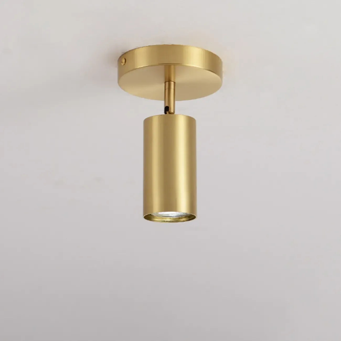 Minimalist Gold Cylinder Semi Flush Mount Adjustable Track Light