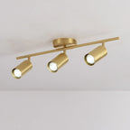 Minimalist Gold Cylinder Semi Flush Mount Adjustable Track Light