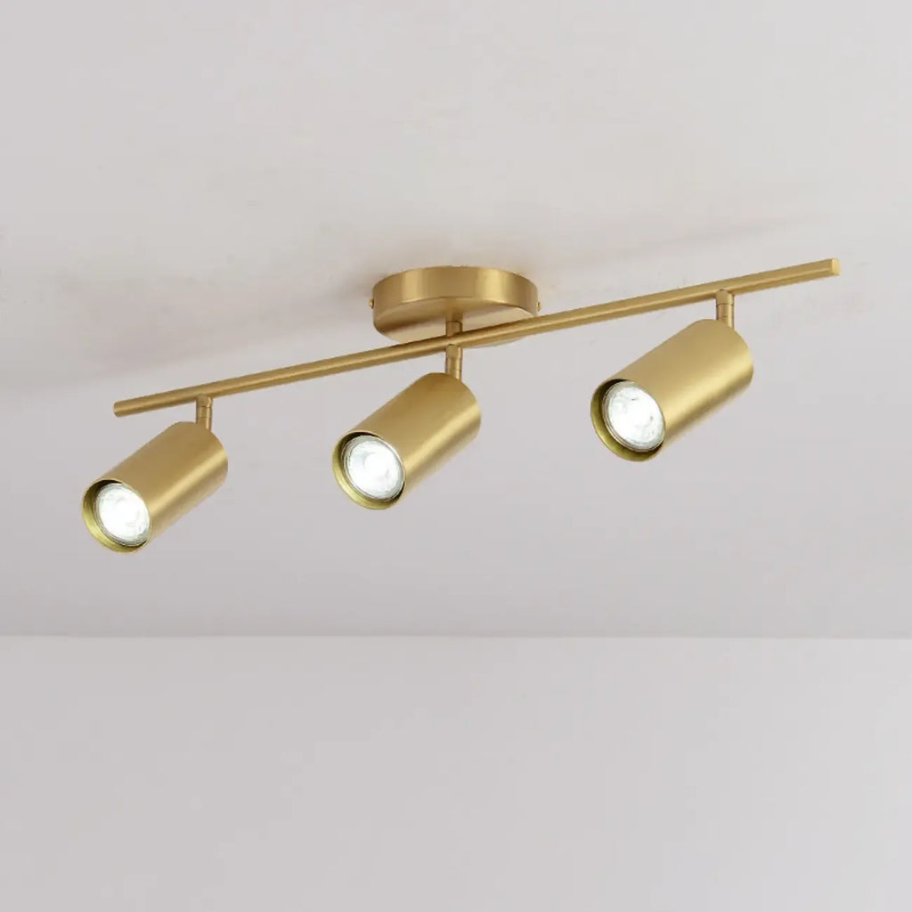 Minimalist Gold Cylinder Semi Flush Mount Adjustable Track Light
