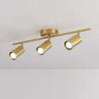 Minimalist Gold Cylinder Semi Flush Mount Adjustable Track Light