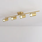 Minimalist Gold Cylinder Semi Flush Mount Adjustable Track Light
