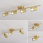 Minimalist Gold Cylinder Semi Flush Mount Adjustable Track Light