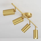 Minimalist Gold Cylinder Semi Flush Mount Adjustable Track Light