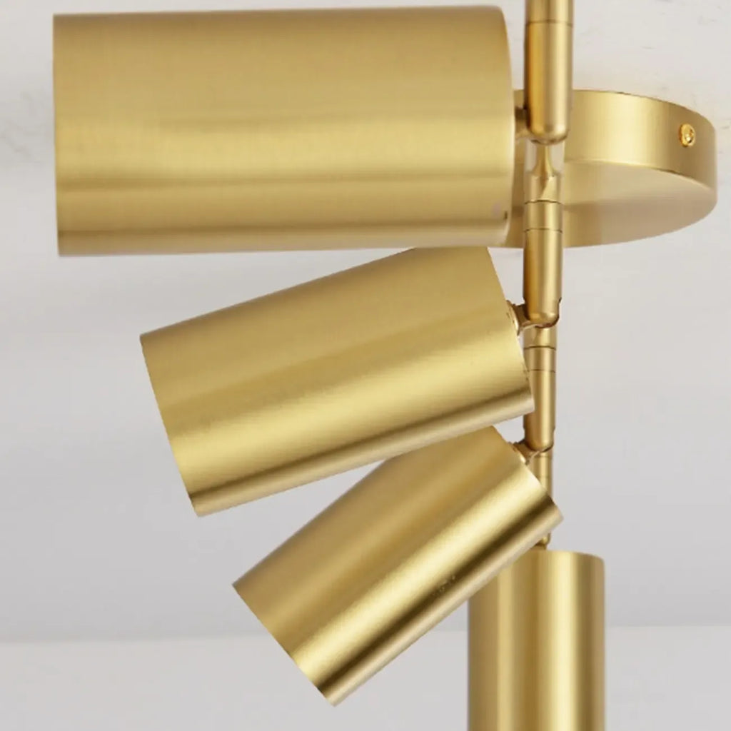 Minimalist Gold Cylinder Semi Flush Mount Adjustable Track Light
