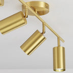 Minimalist Gold Cylinder Semi Flush Mount Adjustable Track Light