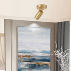 Minimalist Gold Cylinder Semi Flush Mount Adjustable Track Light