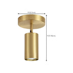 Minimalist Gold Cylinder Semi Flush Mount Adjustable Track Light