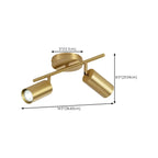 Minimalist Gold Cylinder Semi Flush Mount Adjustable Track Light