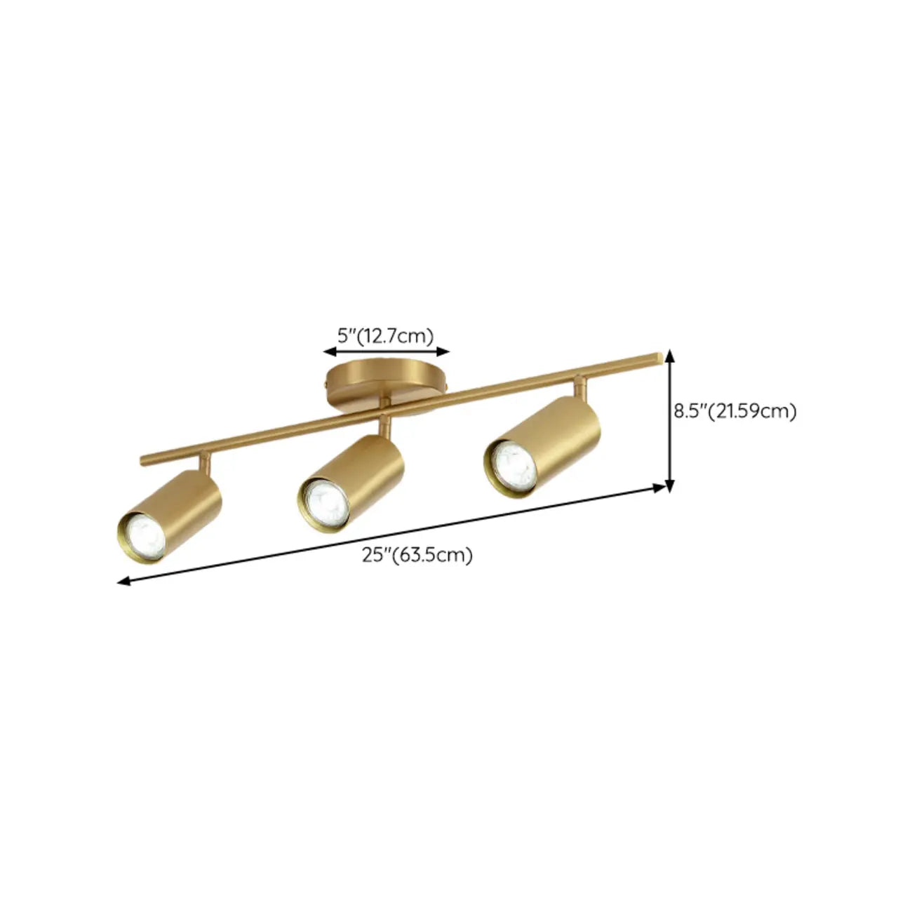 Minimalist Gold Cylinder Semi Flush Mount Adjustable Track Light