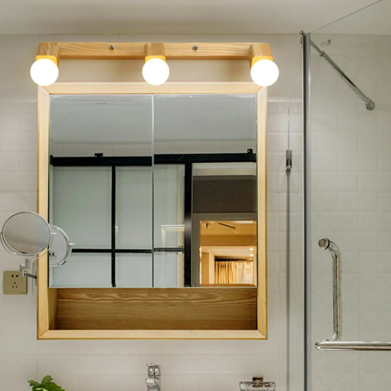 3-Light Modern Wooden Linear LED Vanity Lights