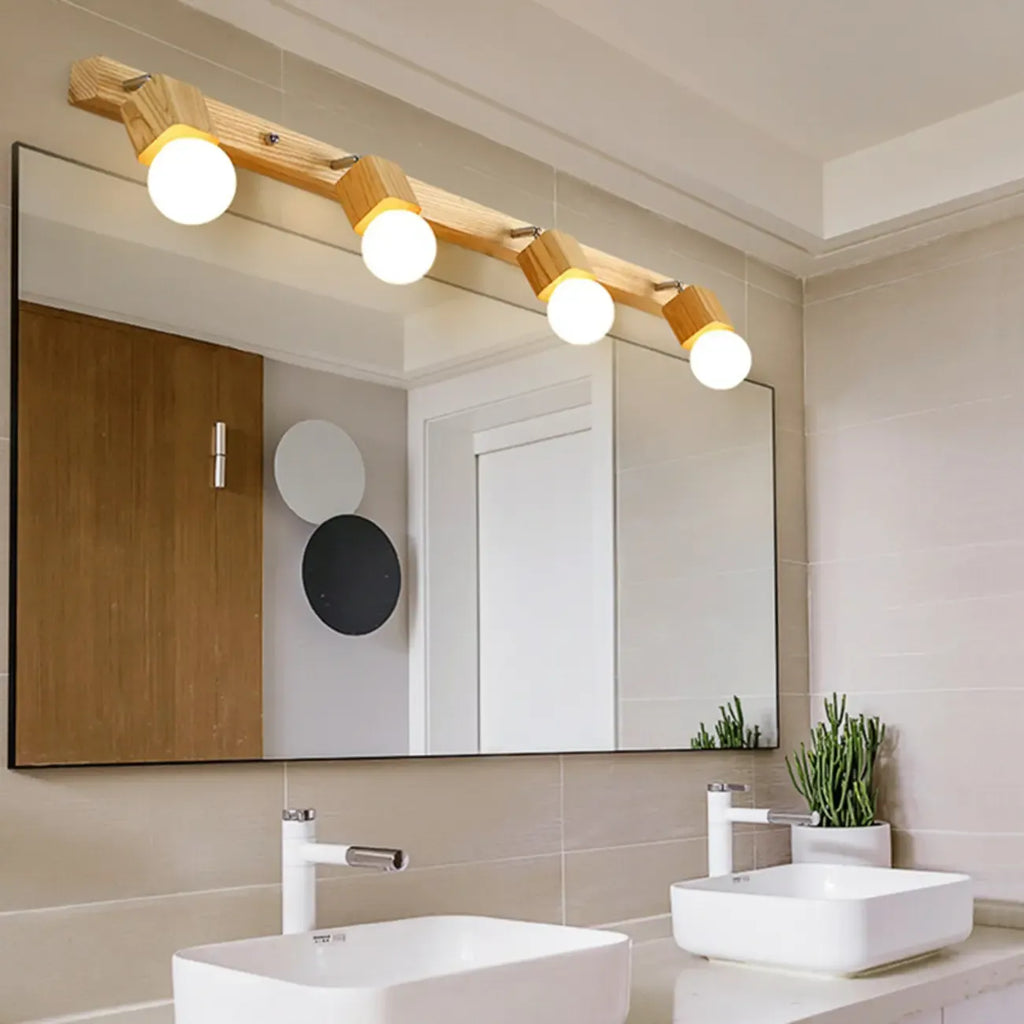 3-Light Modern Wooden Linear LED Vanity Lights