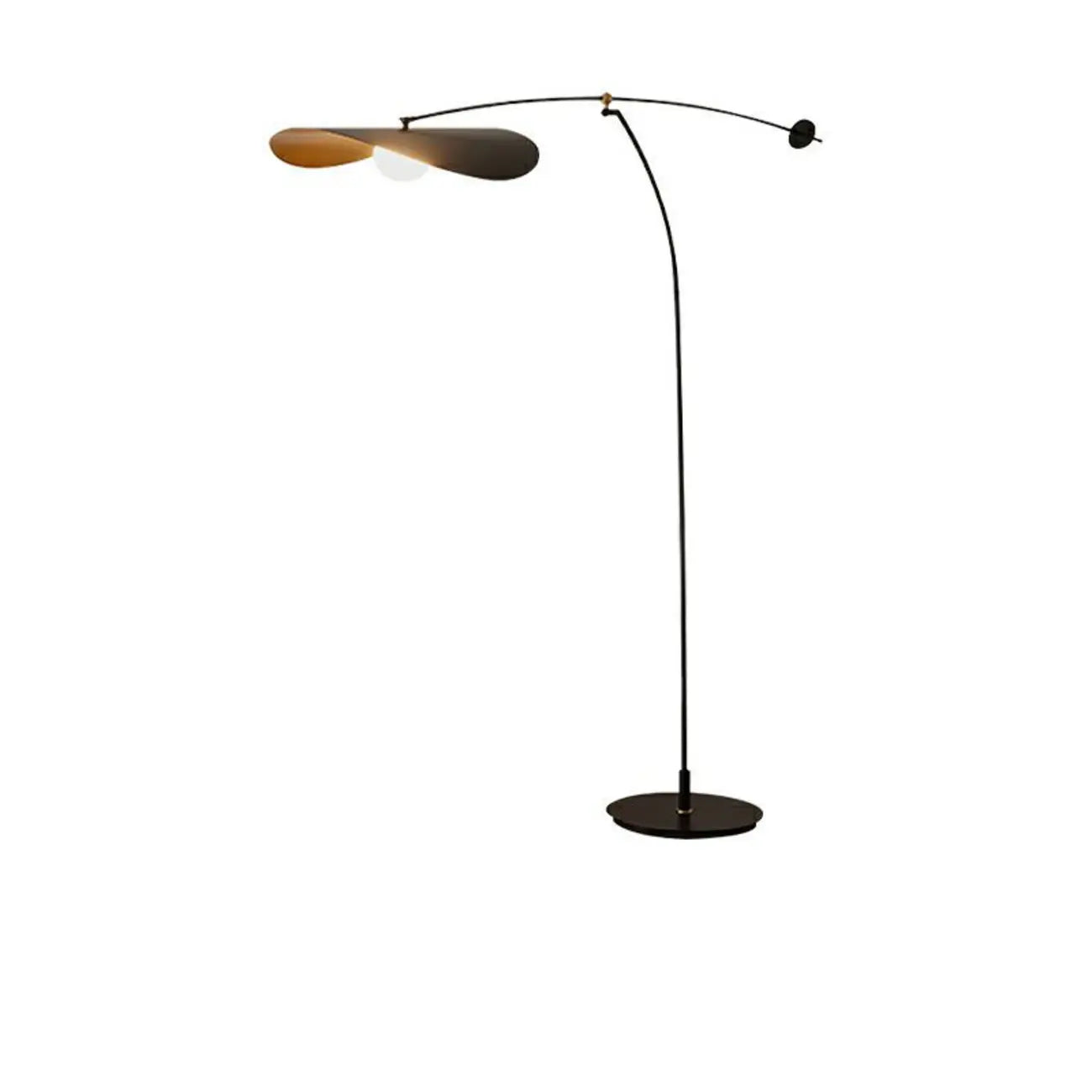 63 Modern Black Gold Metal Arc Floor Lamp with Balance Arm