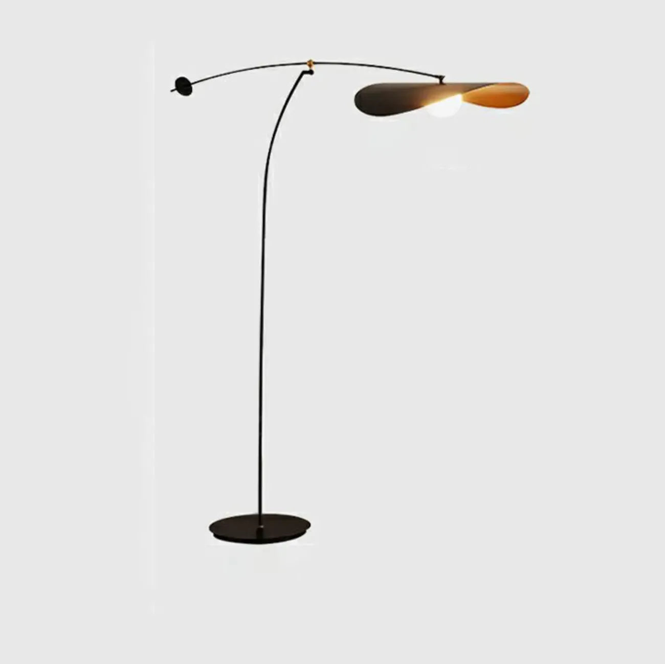 63 Modern Black Gold Metal Arc Floor Lamp with Balance Arm