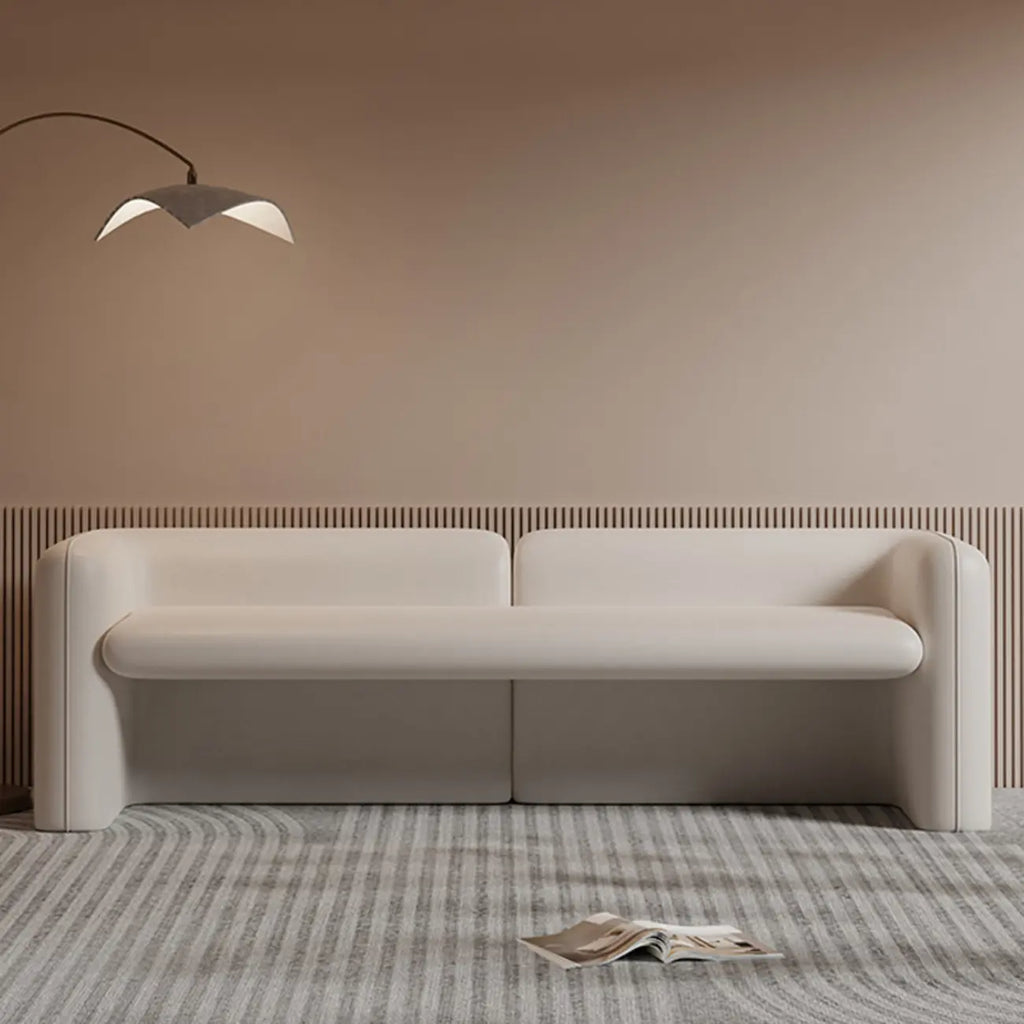 Modern Genuine Leather Cushioned Bedroom Bench