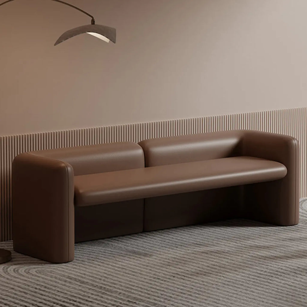 Modern Genuine Leather Cushioned Bedroom Bench