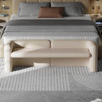 Modern Genuine Leather Cushioned Bedroom Bench
