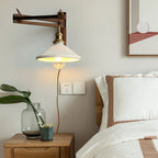 Vintage Wood Natural Plug-In Swing Arm Wall Light