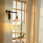 Vintage Wood Natural Plug-In Swing Arm Wall Light