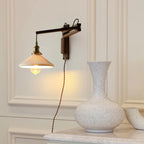 Vintage Wood Natural Plug-In Swing Arm Wall Light