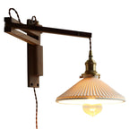 Vintage Wood Natural Plug-In Swing Arm Wall Light