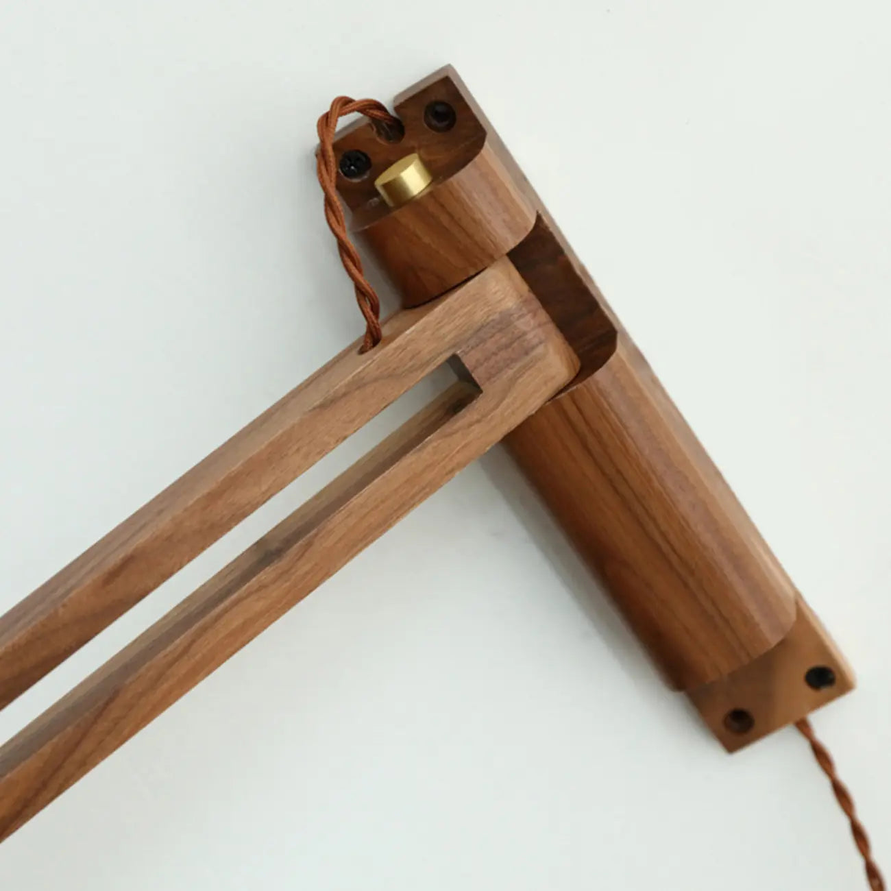 Vintage Wood Natural Plug-In Swing Arm Wall Light