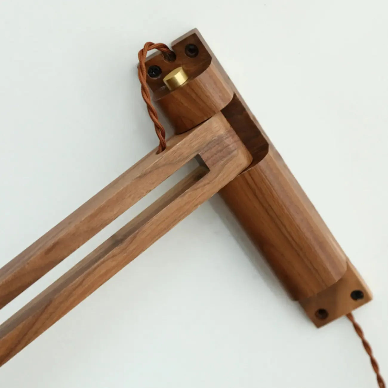 Vintage Wood Natural Plug-In Swing Arm Wall Light